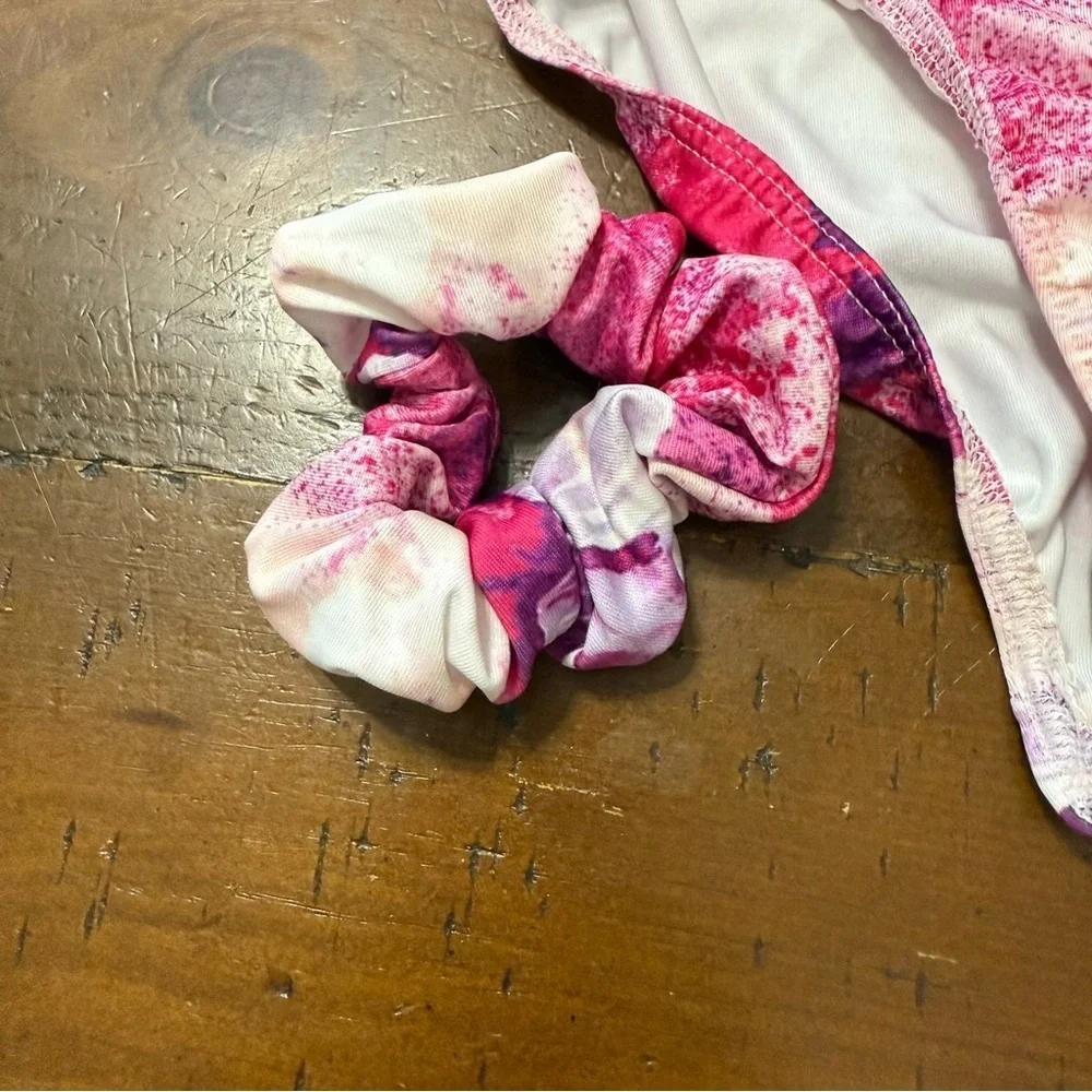 Justice Pink and Gold Floral gymnastics/dance/tumbling leotard. Preowned